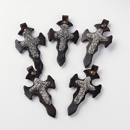 Cross Polymer Clay Rhinestone Big Pendants RB-K042-01-1