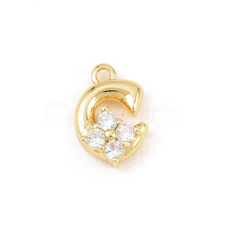 Brass Micro Pave Clear Cubic Zirconia Charms KK-Z151-18G-C-1