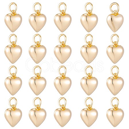 20Pcs Rack Plating Brass Heart Charms KK-BBC0024-87B-1