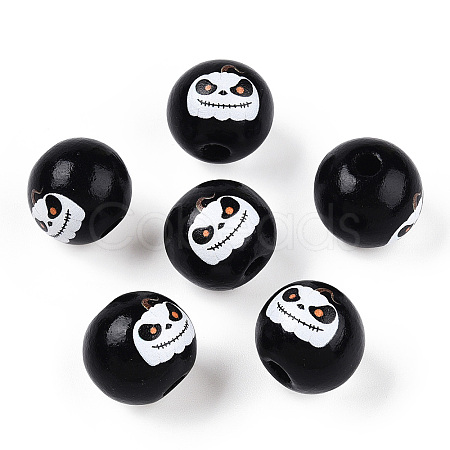 Halloween Theme Wood European Beads WOOD-N016-04D-1