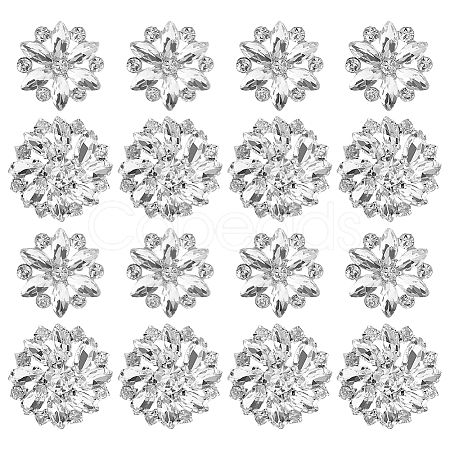 16Pcs 2 Styles Brass Rhinestone Shank Buttons FIND-AR0006-56-1
