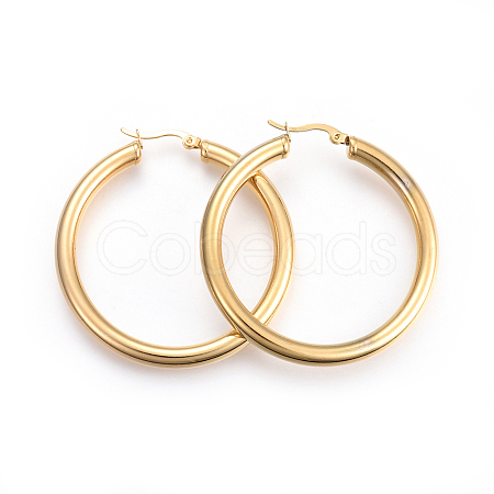 201 Stainless Steel Big Hoop Earrings X-EJEW-A052-19F-G-1