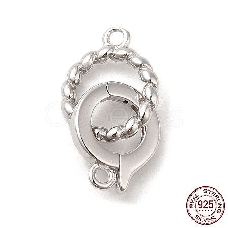 Rhodium Plated 925 Sterling Silver Fold Over Clasps STER-G038-06P-1