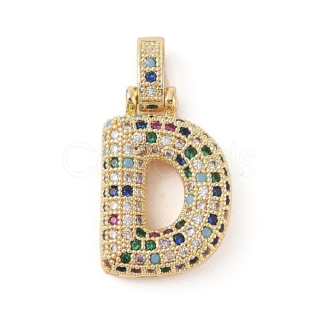 Brass Micro Pave Cubic Zirconia Pendants ZIRC-P121-01G-D-1
