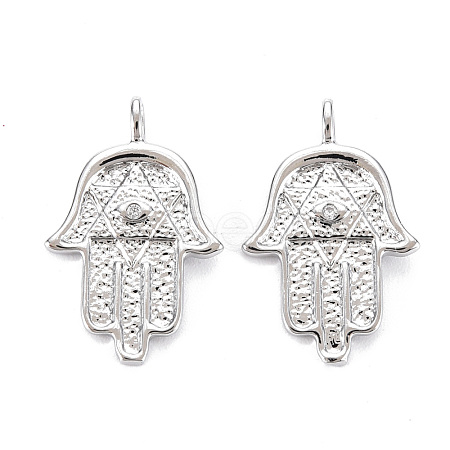 Brass Micro Pave Clear Cubic Zirconia Pendants KK-S356-539P-NF-1