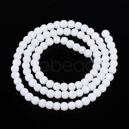 Frosted Opaque Glass Beads Strands GLAA-T032-P4mm-MBB02-1
