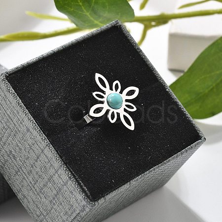 Synthetic Turquoise Finger Rings RJEW-I110-02P-02-1
