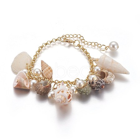 Natural Conch Shell Charm Bracelets LS-BJEW-WH0005-01P-1