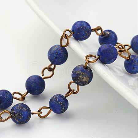 Handmade Natural Lapis Lazuli Beaded Chains AJEW-JB00229-01-1