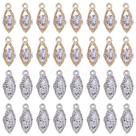 40Pcs 2 Colors Alloy Cubic Zirconia Pendants JX645A-1