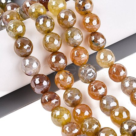 Electroplate Natural Agate Beads Strands G-T131-55-31-1