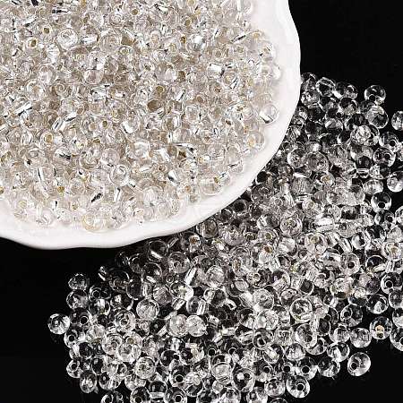 6/0 Baking Paint Transparent Fringe Glass Seed Beads SEED-N006-06A-1