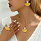 Real 18K Gold Plated Brass Fan Earrings & Necklaces & Ring Sets for Women, Elegant and Versatile