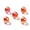 Two Tone UV Plating Rainbow Iridescent Acrylic Beads, Bead in Bead, Round, Orange Red, 15~15.5x15.5~16mm, Hole: 3~3.1mm