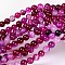 Natural Striped Agate/Banded Agate Beads, Dyed, Round, Fuchsia, Size: about 6mm in diameter, hole: 1mm, 63pcs/strand, 14.5 inch