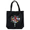 DIY Flower Bouquet Pattern Tote Bag Embroidery Kit, including Embroidery Needles & Thread, Cotton Fabric, Plastic Embroidery Hoop, Black, 390x340mm