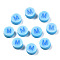 Handmade Polymer Clay Beads, Flat Round with Alphabet, Light Sky Blue, Letter.M, 9x3.5~5mm, Hole: 1.6mm