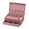 Velvet & Wood Jewelry Boxes, Portable Jewelry Storage Case, with Alloy Lock, for Ring Earrings Necklace, Rectangle, Flamingo, 27.3x19.5x10.3cm