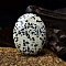 Natural Dalmatian Jasper Oval Palm Stone Massager, Worry Stone for Anxiety Therapy, 45x35x15mm