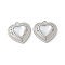 304 Stainless Steel Pendants, Heart Charms, with Shell, Ion Plating(IP), Stainless Steel Color, 15x15x4mm, Hole: 1.5mm