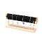 Velvet T Bar Bracelet Display Rack, Jewelry Organizer Holder with Woode Base, for Bracelets Watch Storage, Black, 29x7x12.5cm