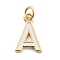 Rack Plating Brass Pendants, with Enamel and Jump Ring, Cadmium Free & Lead Free, Long-Lasting Plated, Real 18K Gold Plated, Letter, Letter A, 11.5x8x1mm, Hole: 2.5mm