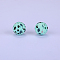 Printed Round Silicone Focal Beads, Cyan, 15x15mm, Hole: 2mm