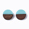 Resin & Wood Cabochons, Flat Round, Cyan, 10x2.5~4mm