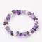 Gemstone Chip Stretch Bracelets, with Grade B Potato Freshwater Pearl Beads, Amethyst, 55mm