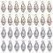 40Pcs 2 Colors Alloy Cubic Zirconia Pendants, Eye Charm, Mixed Color, 16x6.6mm, Hole: 1.3mm, 20pcs/color