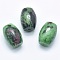 Natural Ruby in Zoisite Beads, Half Drilled(Holes on Both Sides), Barrel, 24.5~25x18mm, Hole: 2.5~3mm