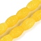 Synthetic Coral Carved Beads Strands, Dyed, Barrel, Gold, 15.5x10mm, Hole: 1.4mm, about 24pcs/strand, 14.69''(37.3cm)