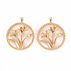 Brass Micro Pave Clear Cubic Zirconia Pendants X-KK-T062-188G-NF-1