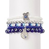 5Pcs 5 Style Evil Eye Lampwork & Glass Beaded Stretch Bracelets Set BJEW-JB09119-1