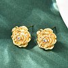 Brass Micro Pave Clear Cubic Zirconia Stud Earrings EJEW-F377-01G-4