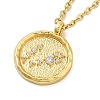 304 Stainless Steel Cubic Zirconia Constellation Flat Round Pendants STAS-S145-01F-2