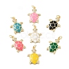 Rack Plating Brass Micro Pave Cubic Zirconia Pendants KK-C021-01G-1