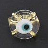 Lampwork Evil Eye Open Cuff Ring RJEW-C051-01G-09-5