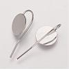 Platinum Plated Brass Earring Hooks fit Cameo Cabochons X-KK-A093-P-2