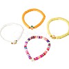 4Pcs Easter Acrylic & CCB Plastic & Polymer Clay Beads Stretch Bracelets for Women FS-WG063BF-01-2