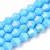 Opaque Solid Color Electroplate Glass Beads Strands EGLA-A039-P6mm-L12-1