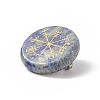 Natural Gemstone Flat Round with Norse Paganism Pattern Brooch Pin JEWB-BR00087-4