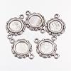 Antique Silver Alloy Tibetan Style Cabochon Connector Settings X-TIBEP-0578-S-FF-1