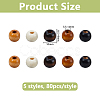 400Pcs 5 Styles Wooden Beads WOOD-DC0001-40-2
