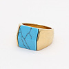 Rectangle Synthetic Turquoise Finger Ring FIND-PW0021-08C-G-1