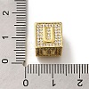 Brass Cubic Zirconia Square European Beads KK-Q818-01U-G-3