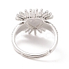 Black Cubic Zirconia Heart Sun Adjustable Ring RJEW-C028-03P-3