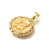 Brass with Natural Shell Carved Pendants KK-Z091-07G-03-2