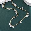 304 Stainless Steel Ball Chain Colorful Cubic Zirconia Flat Round Tassel Necklaces for Women LS-NJEW-A051-03G-02-1