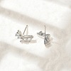 Brass Micro Pave Clear Cubic Zirconia Stud Earrings EJEW-R016-26P-06-3